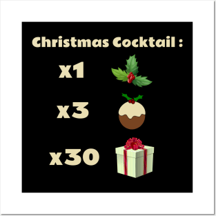 Christmas Cocktail, Cocktail recipe, Holly, Christmas Pudding, Christmas Gift, Funny Cocktail Stickers Posters and Art